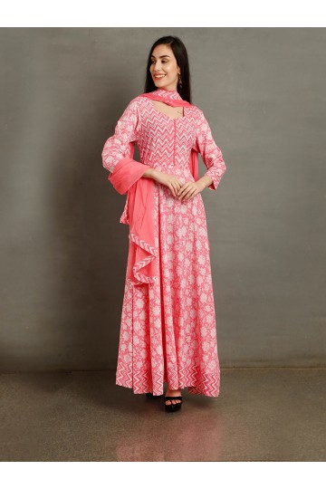 DAHLIA Pink Floral Print Kurta