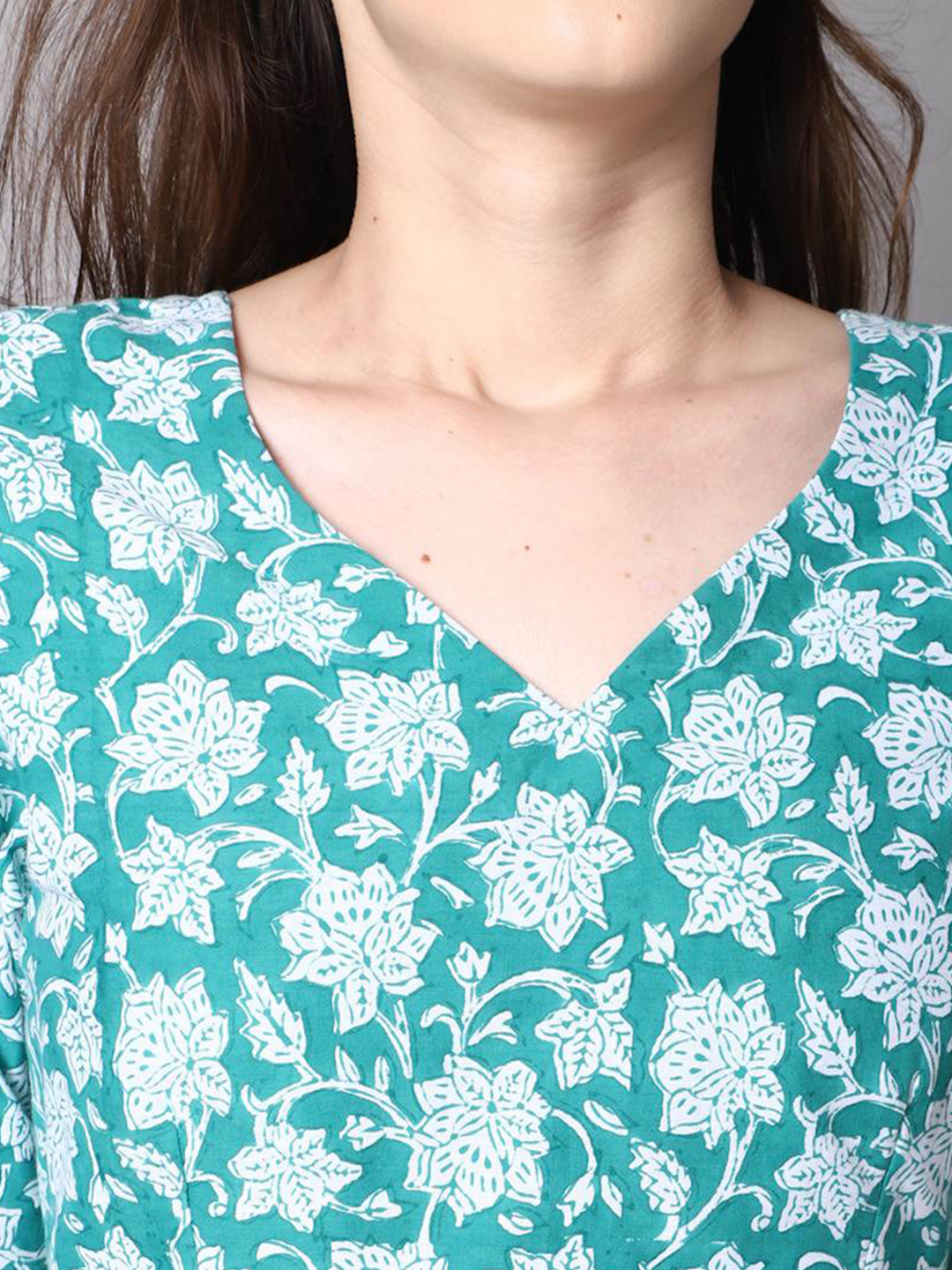 Green Tunic Floral Print Kurta