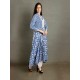 Blue Asymmetric Floral Print Suit Set