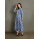 Blue Asymmetric Floral Print Suit Set