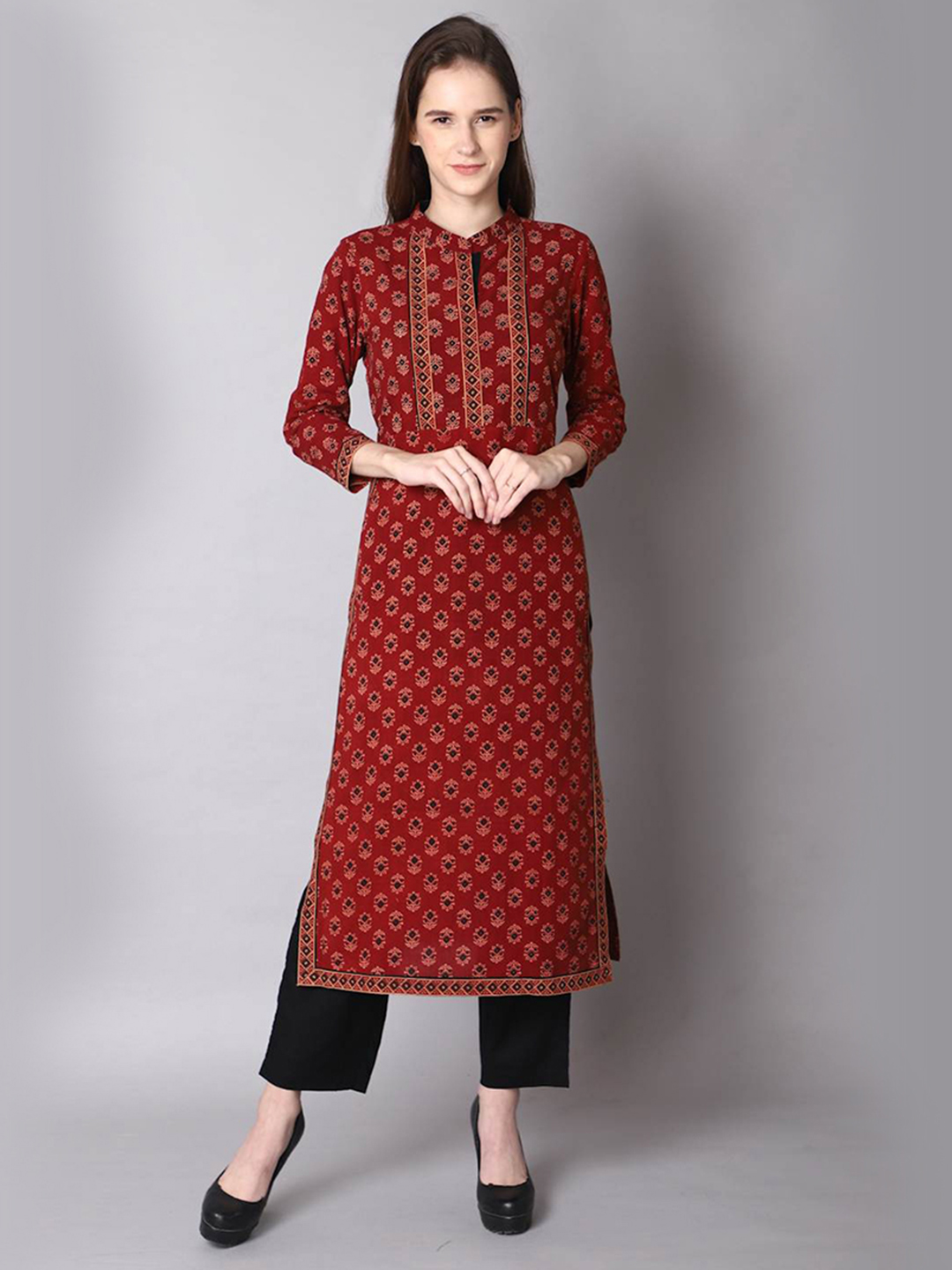 Burgundy Straight Kurta Set