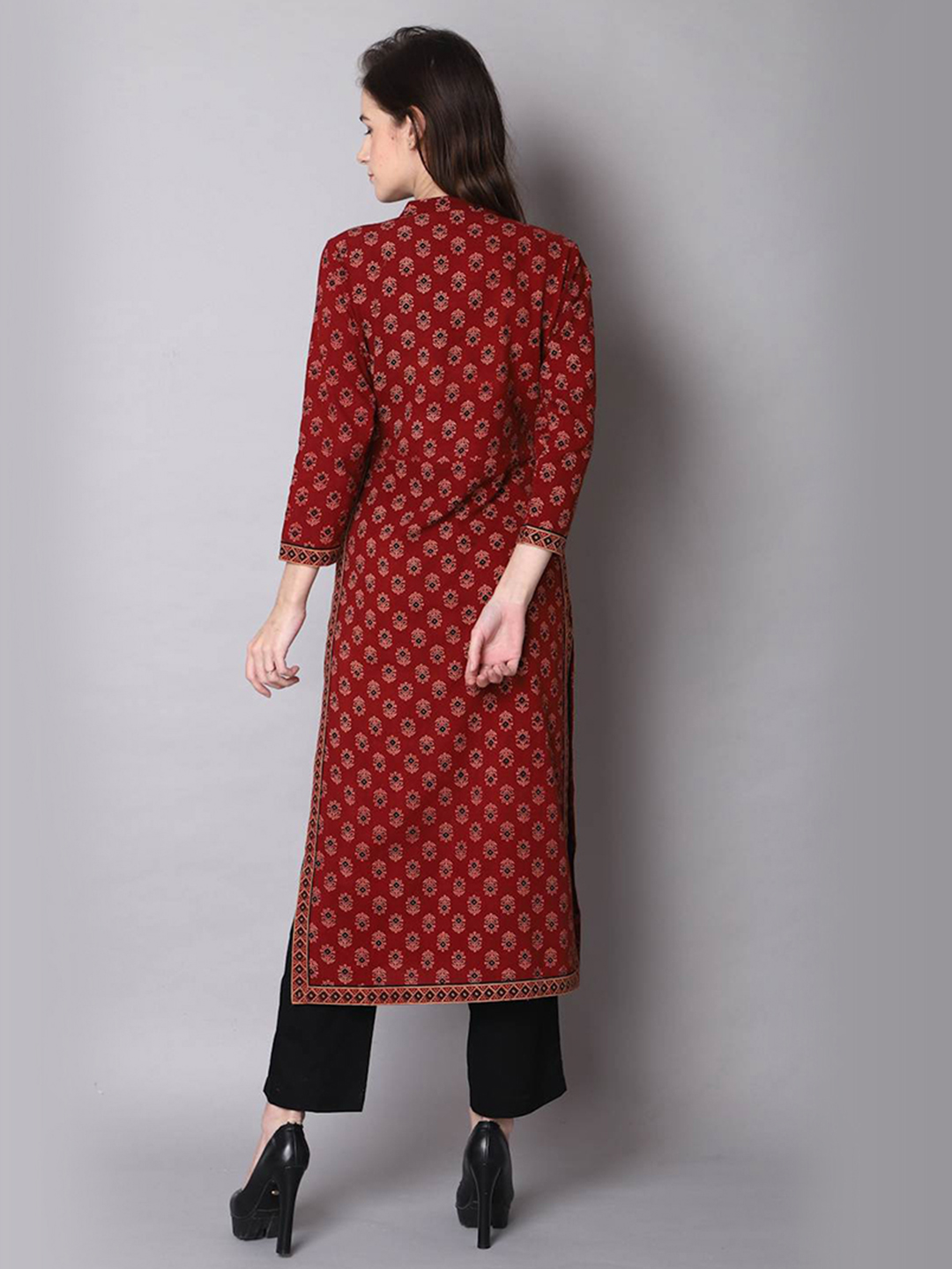 Burgundy Straight Kurta Set