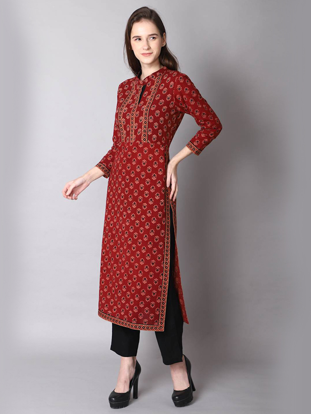 Burgundy Straight Kurta Set