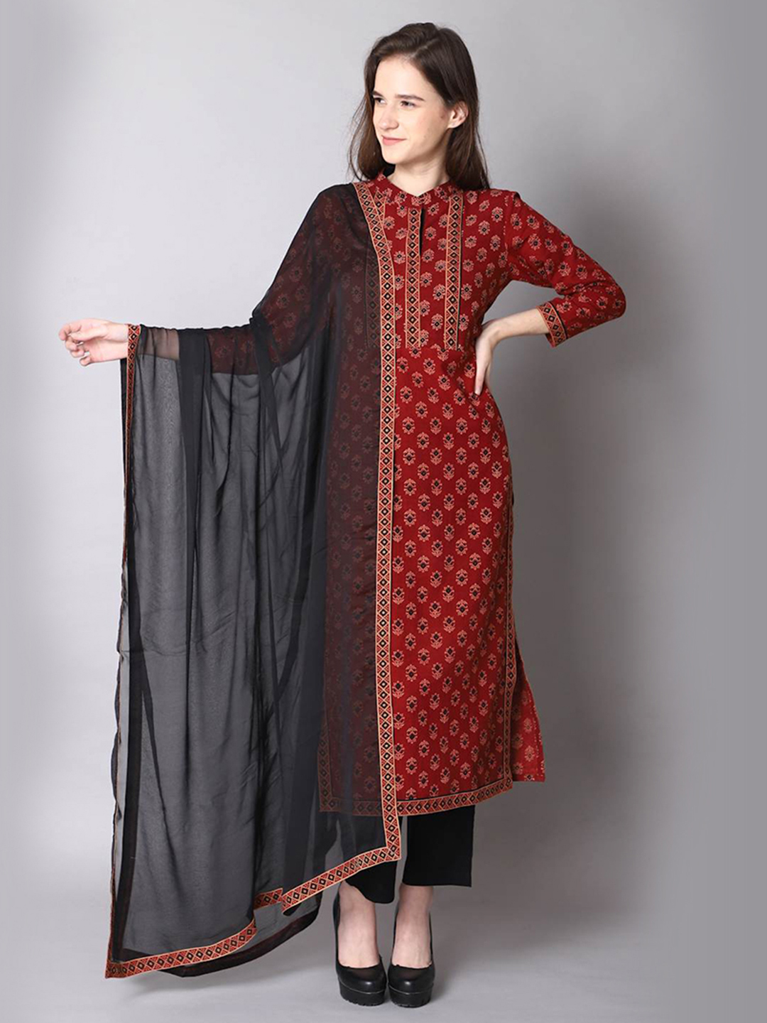 Burgundy Straight Kurta Set